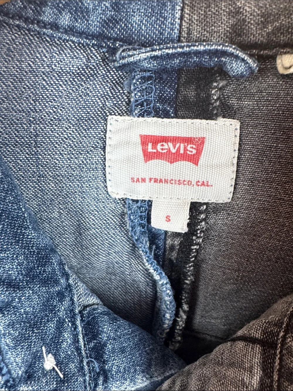 Levi's Barstow Two-Tone Denim Western Button-Down Shirt Blue & Gray Size S